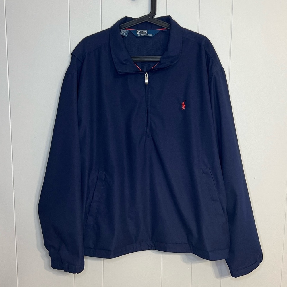 Polo Ralph Lauren Harrington 1/4 Half Zip Golf Wind Jacket Navy Blue Size XL